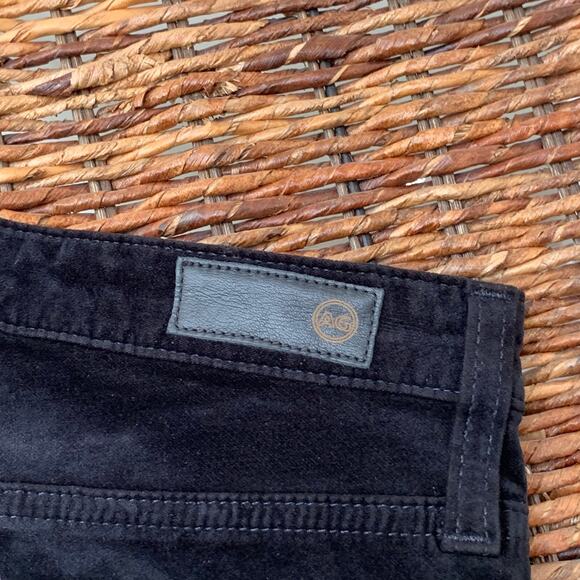 NWT AG The Isabelle High Rise Straight Crop Black Stretch Velvet 27 Side Stripe - Picture 14 of 14